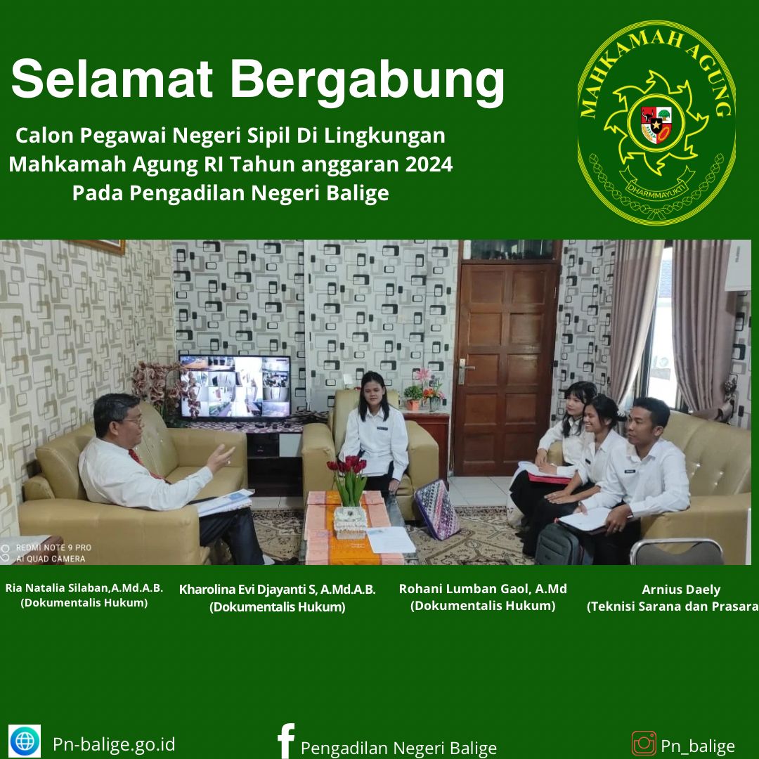 SELAMAT BERGABUNG CPNS MAHKAMAH AGUNG RI TA 2024 PADA PENGADILAN NEGERI BALIGE